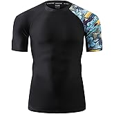 ADOREISM Men's Rash Guard Short Sleeve Quick-Dry UPF 50+ Sun Protection Compression Swim Shirts for Men