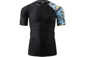 ADOREISM Men's Rash Guard Short Sleeve Quick-Dry UPF 50+ Sun Protection Compression Swim Shirts for Men