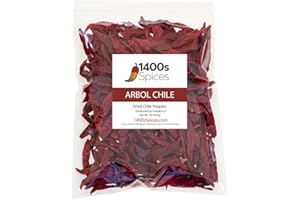 1lb Chile de Arbol Food Service Size S17. Dried Arbol Whole Chilies Peppers, Chili Seco Pods for Authentic Mexican Food by 1400s Spices