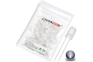 Chanzon 100 pcs 5mm White Diffused LED Diode Lights (Frosted Lens Round DC 3V 20mA) Lighting Bulb Lamps Electronics Component