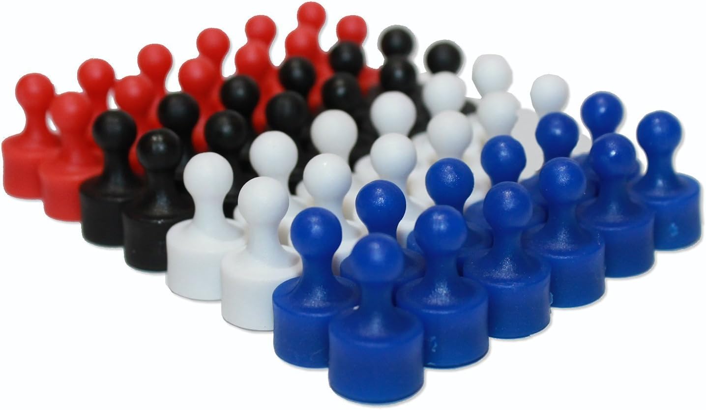 48 Assorted Color Magnetic Map Pins /Office Pins - Perfect for Maps, Whiteboards, Refrigerators