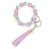 Weixiltc Bracelet Keychain Wristlet, Silicone Bead