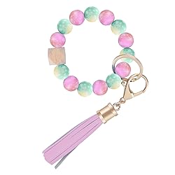 Weixiltc Bracelet Keychain Wristlet, Silicone Bead