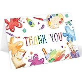 FYSUIMU 24 Pack Art Thank You Card Watercolor Pigment Note Cards with Envelopes Stickers Colorful Greeting Blank Cards for Birthday Baby Shower