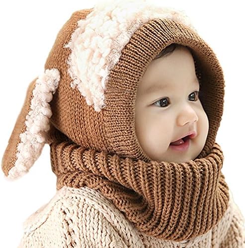 TopsHouse Baby's Cute Dog Knit Wool Cap Brown