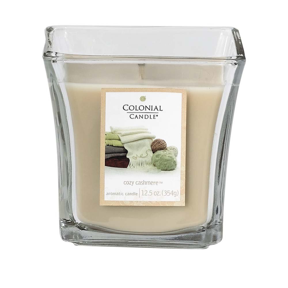 Colonial Candle® Cozy Cashmere 12.5 oz Scented Square Flared Jar Candle