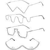 PLKDJDM Frameless Diamond Glasses Frame,No Lens V-shaped Rhinestone Glasses,U-shaped Diamond Frameless Eyeglasses for Women ﻿