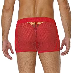 FIROTTII Mens Mesh Shorts Sexy Boxers See Through
