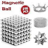 HOMOFY Buildable Magnets (5mm) 216 Set for Sculpture Stress Relief Intelligence Development and Desk Toy for Adults