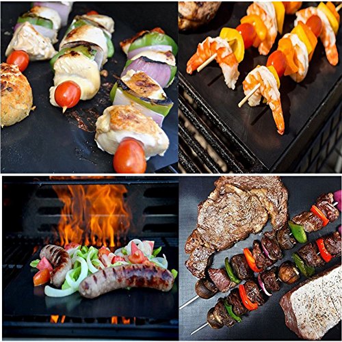Kolodo Grill Mat - Heavy Duty 600 Degree Non Stick BBQ Grill Mats - Heat Resistant Mats (Set of 3) - Reusable and Easy to Clean By