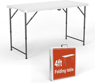 Vivo Technologies 6Ft Trestle Folding Table Heavy Duty Plastic Top White