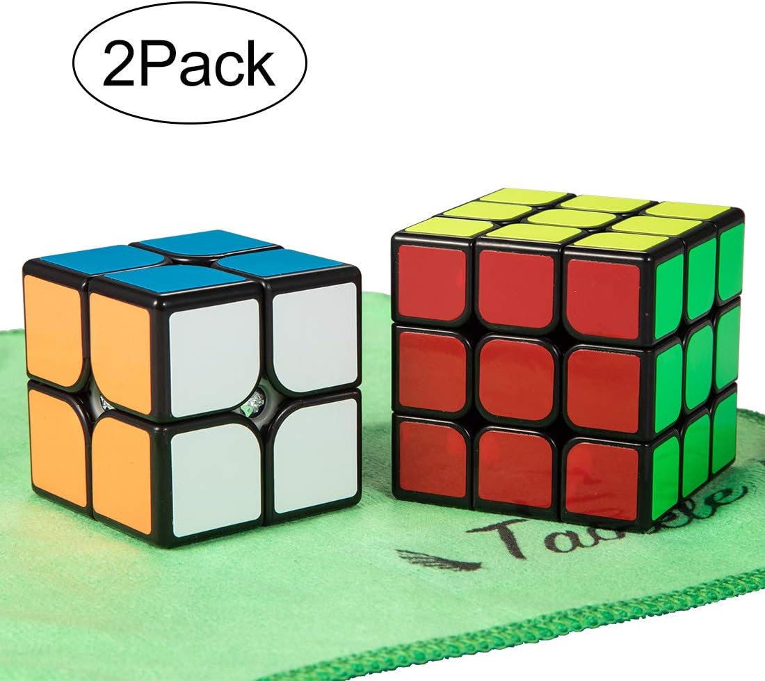 TaoLeLe Speed Cube Set, 2 Pcs Magic Cube Set of 2x2x2 3x3x3 Smooth Puzzle Cube with Cleaning Cloth