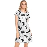 vvfelixl Womens Nightgown Cute White Gooses Short Sleeve Nightgowns for Women Sleepwear Night shirt Sleep Dress S-XXL