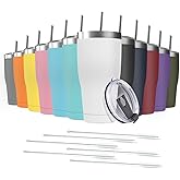 Deitybless 12 Pack 30oz Stainless Steel Tumblers Bulk Reusable Travel Mugs with Lid, Double Wall Powder Coated Coffe Cup for Home, Office, Outdoor Suitable for Vehicle Cup Holders