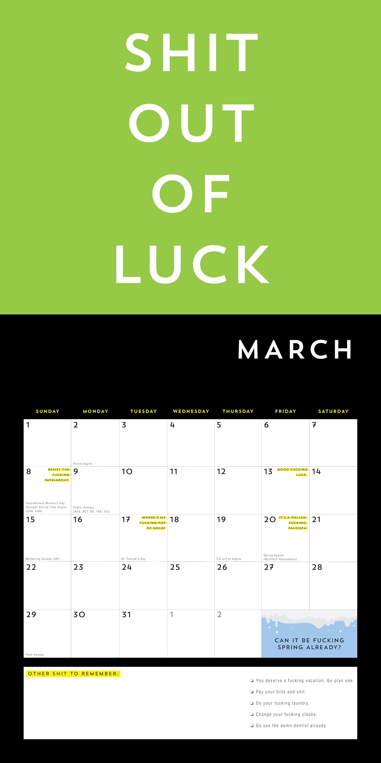 A F*cking 2026 Wall Calendar: Get Your Sh*t Together This Year (Funny Monthly Calendar with Stickers, White Elephant Gag Gift for Adults) (Calendars & Gifts to Swear By)