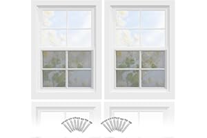 Noliven 2 Pack 18" Wx27" H Shed Windows, Flush Mount White Window with Tempered Glass & Fiberglass Screen, Sliding Windows with Vertical Slider & Screws for Sheds,Chicken Coop,Playhouse Garbage Room