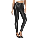 Buauty Women's Faux Leather Leggings Tummy Control, High Waist Pants Leggings Depot, PU Stretchy Pleather Pants Yoga Tights