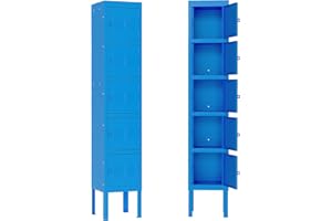 MIIIKO Metal Locker for Employees, 5 Doors Metal Storage Locker Cabinet, Suitable for Combination Locks, for School, Church,Dorm, Changing Room and Gym