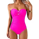 Daci Womens One Piece Swimsuit Tummy Control- Moderate Coverage Bathing Suit 2025 Bandeau Strapless Swimwear