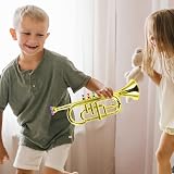 Toyvian Kids Trumpet Toy Golden Imitation Musical Instrument ABS 13.2" Early view 3