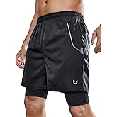 NORTHYARD Men's 2 in 1 Workout Shorts 5" Running Athletic Quick Dry Shorts Gym Sports Basketball Tennis with Phone Pockets