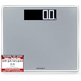 Digital Scale Style Sense Comfort 600, 11.81" Lx13.78 Wx1 H - Silver | 440lbs Max Capacity, 5lbs Personal Bathroom Digital Scale with 1.77" LCD, Safety Glass, Precise Weight in kg/lb/st