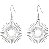 Sunburst Earrings for Women with 925 Sterling Silver Hooks,Hypoallergenic Sun Dangle Earring Boho Jewelry Gift