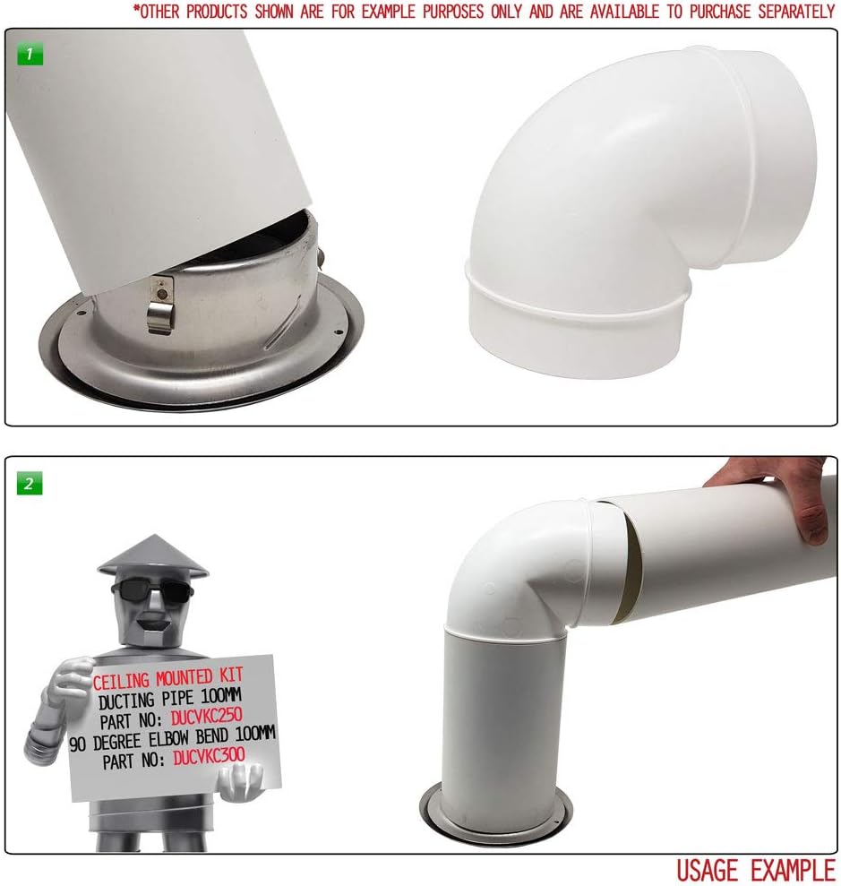 Kair Ceiling Valve 100mm - 4 inch Stainless Steel Adjustable Supply and Extract Vent, Silver - Image 4