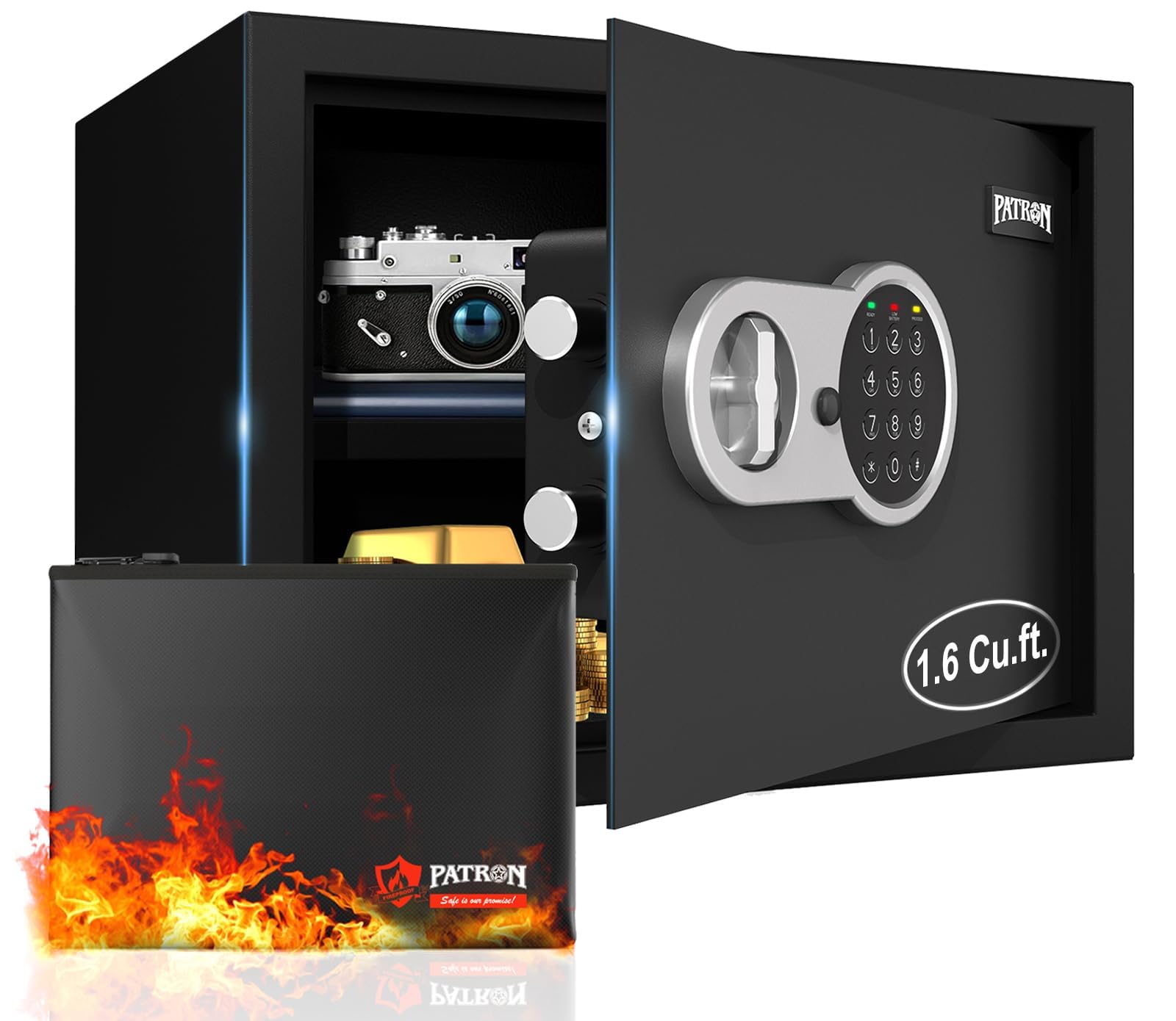 Photo 1 of [ 1.6 Cu.ft. ]PATRON Fireproof Safe for Home,Document Safe Box Office,Digital Security Home Safes,Cabinet Safes for Money Cash,Wall Safes with Electronic Keypad for Hotel House Business,1.6 Cu.ft.
