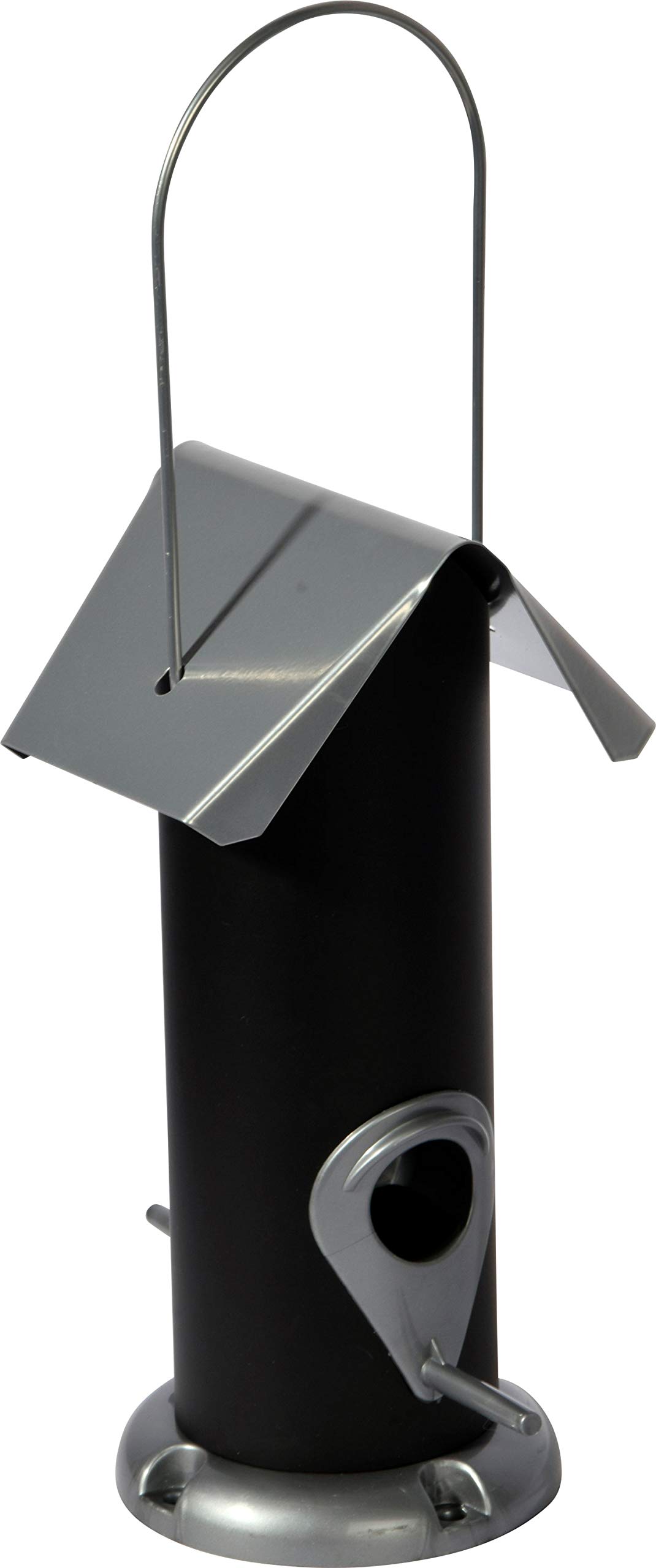 dobar 11526 Metal Hanging Feeder with 2 Feeders 11 x 11 x 23 cm Black/Silver
