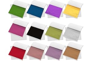 AIYORSE 120 Sheets 12 Colors Gold Leaf Sheets for Art, Multipurpose Coloured Foil Sheet Imitation Golds Foil Paper for DIY Crafts,Paintings,Nails,Handicrafts,Resin,Furniture Decoration (3.15 X 3.35 in)