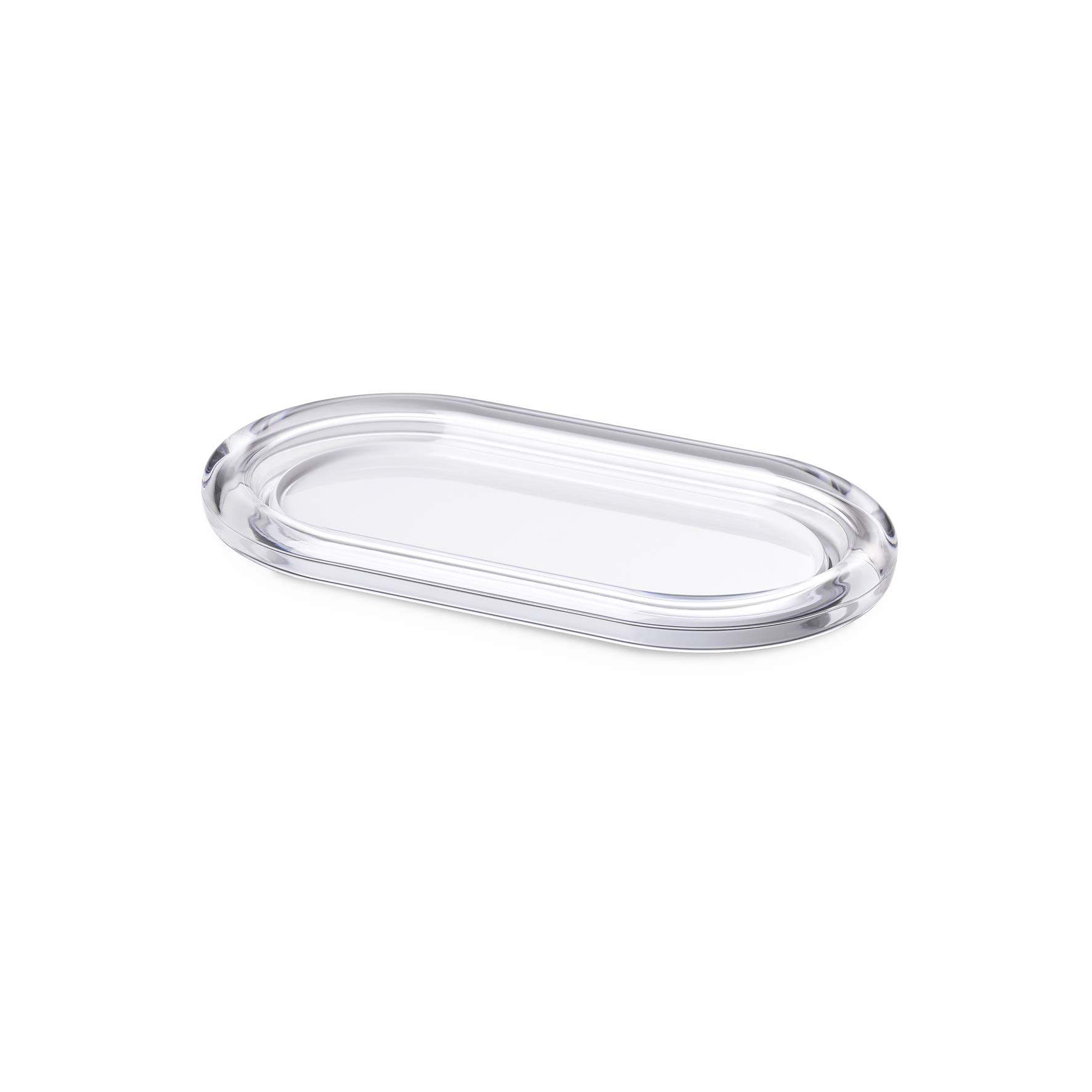 Omada Design Serving Tray 8,27 x 4,27 inch Colored Tray with Transparent and Acrylic Rim Line Crystal, White