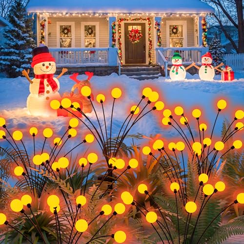 Photo 1 of Inscrok 6 Pack Solar Christmas Lights Outdoor Decorations, Solar Firefly Lights with High Flexibility Iron Wire & Warm 60 LED Solar Garden Lights for Yard Patio Walkways Holiday Christmas Decorations