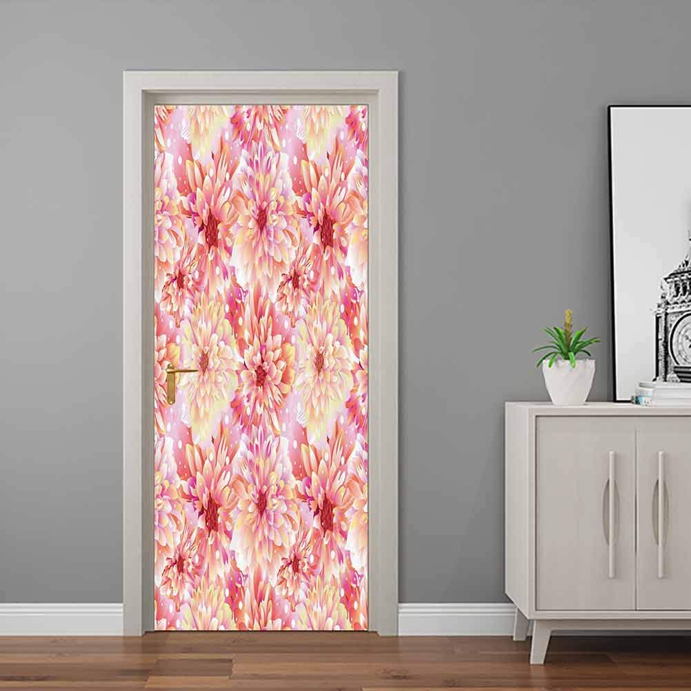Dahlia Flower Decor Door Decal Sticker Double Bloom with