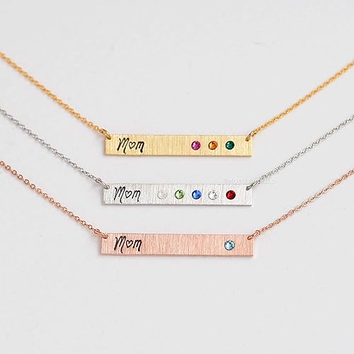 birthstone bar necklace for mom