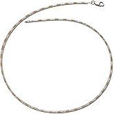 JewelryWeb Italian Sterling Silver Two-tone 1.2mm Round Omega Collar Wire Necklace -16" 18" - Choker Necklace for Women - Statement Necklace