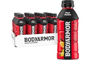 BODYARMOR Sports Drink Sports Beverage, Fruit Punch, Coconut Water Hydration, Natural Flavors With Vitamins, Potassium-Packed Electrolytes, Perfect For Athletes, 16 Fl Oz (Pack of 12)