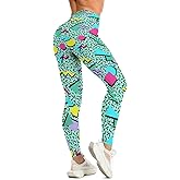 Women's 80s Leggings Artistic Splash Printed Buttery Soft Stretchy Pants High Waisted Seamless Workout Leggings