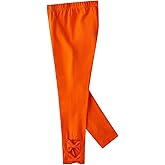 Noomelfish Girls Cotton Bow Stretch Leggings Kids Soft Ankle Length Tights Pants (4-12 Years)