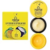Dr. PawPaw Lip Scrub and Lip Balm Duo - Vegan Lip Scrub Exfoliator and Hydrating Lip Balm with Pawpaw, Aloe, Olive and Castor Oils - 0.55 oz