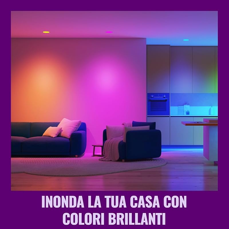 Faretto smart LED in vetro GU10, Confezione da 4