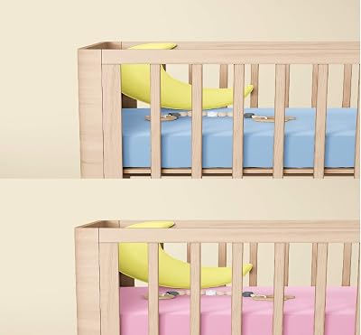 Dudu N Girlie Cot Bed Fitted Sheets 140x70 Jersey Cotton Pack of 2 Blue Pink
