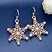 EVER FAITH Women's 925 Sterling Silver CZ Winter Party Snowflake Hook Dangle Earrings Rose Gold-Tone