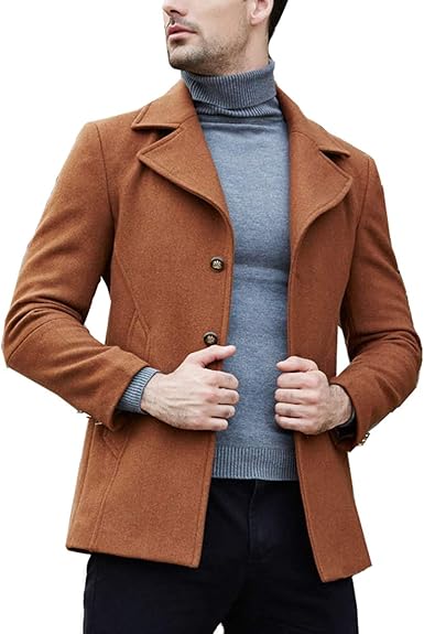 tan peacoat mens