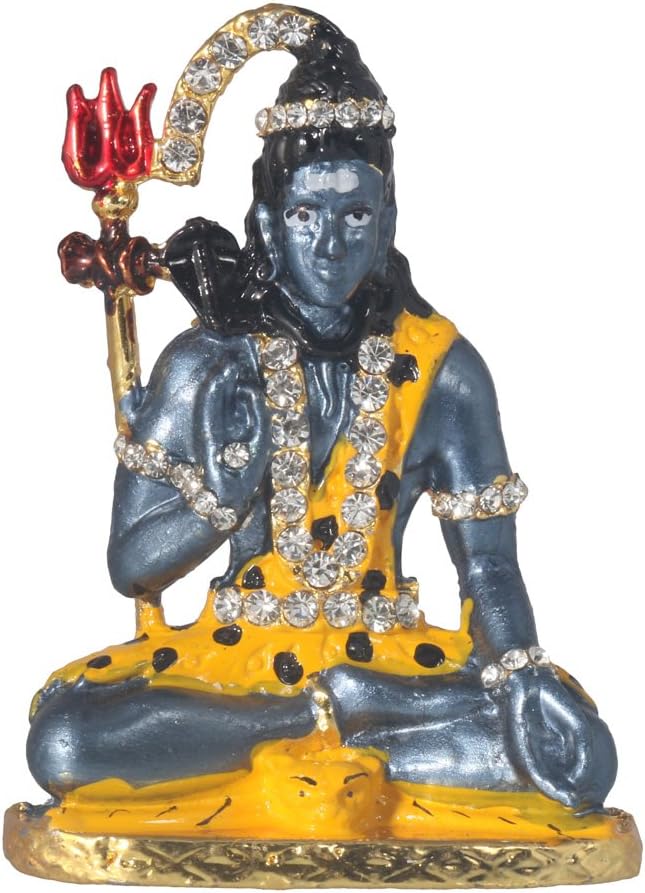 Divine Gifts Shiva Shankar Brass Idol for Car Dashboard (Blue)