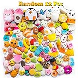 WATINC Random 12 pcs Include(11pcs 4-7cm and 1pcs 13cm) Squishy Cream Scented Slow Rising squishies Charms, Kawaii Toy, Stress Relief Toy Jumbo Medium Mini Soft Food squishies, Phone Straps.