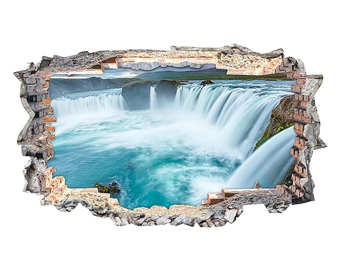 tekkdesigns K087 Wasserfall See Natur Berge Wand Aufkleber 3D Poster Art Aufkleber Vinyl Zimmer (Medium (52 x 30 cm))