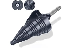 MACXCOIP UPGRADE M35 Cobalt Step Drill Bit with Ultra TiAIN Coating, 1/4" - 1-3/8" Unibit Step Bit with Double Sprial Flute, 1/4" Hex Shank Drill Bit for Metal, Stainless Steel, Aluminum, Copper, Wood