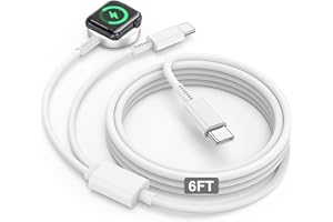 for Apple Watch Charger, iPhone and Watch Charger 2 in 1 USB C Cord 6FT iWatch Magnetic Fast Charging Compatible for Apple iW