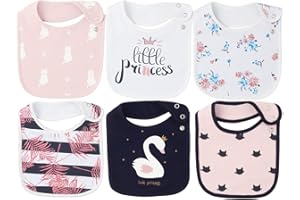 Maiwa 6 Pack Waterproof Cotton Baby Bibs for Girls Boys for Drooling Eating with Snaps